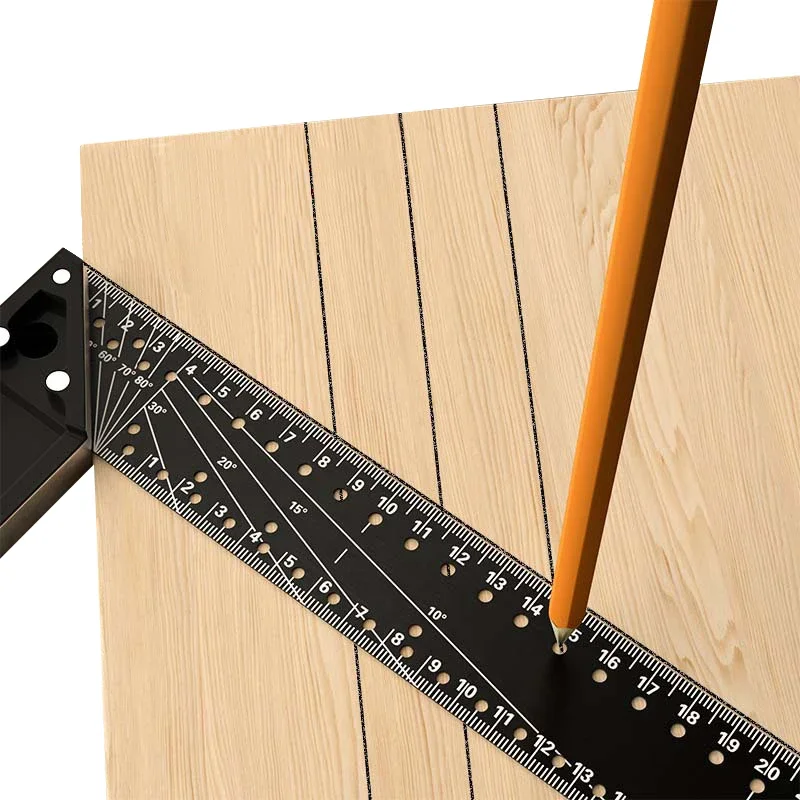 for Multi functional Right Angle Ruler 45/90 Degree Hole Angle Industrial Grade Positioning Marking Angle Ruler Woodworking