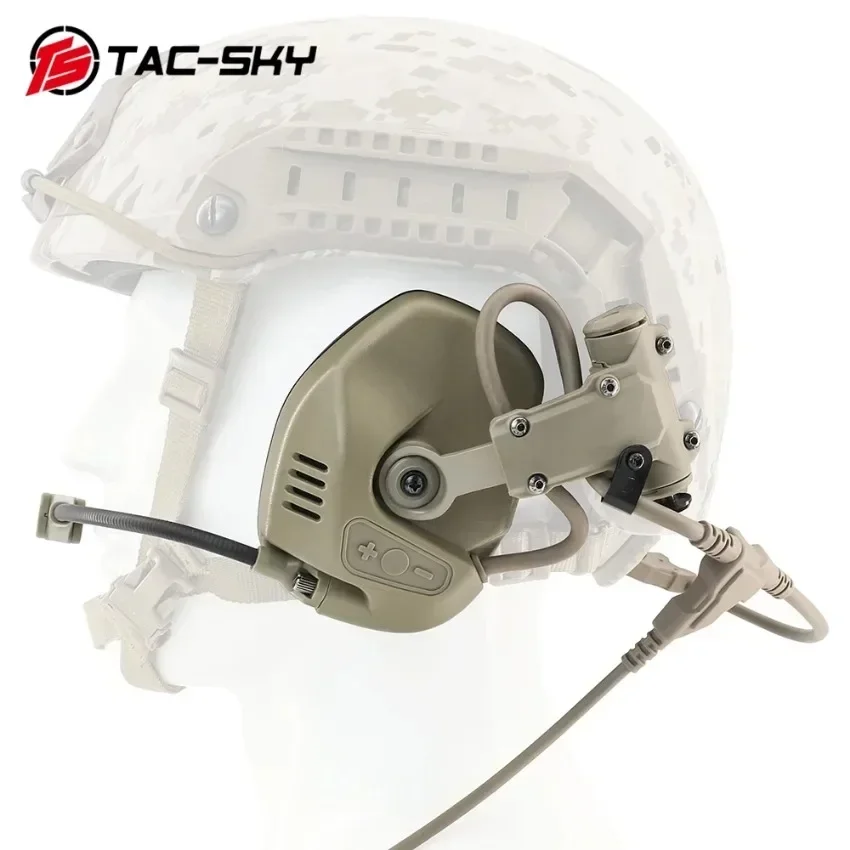 TAC-SKY Pickup & Noise Cancelling RAC Headset Tactical Helmet ARC Rail Mount Version Not Compatible with PELTO/ FCS PTT