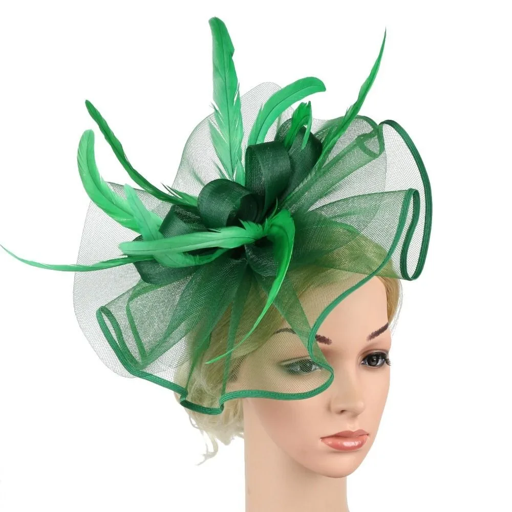 

Stylish Top Hat Headband British Retro Formal Dress Fascinator Headdress Luxury Exquisite Wedding Feather Hat Headband
