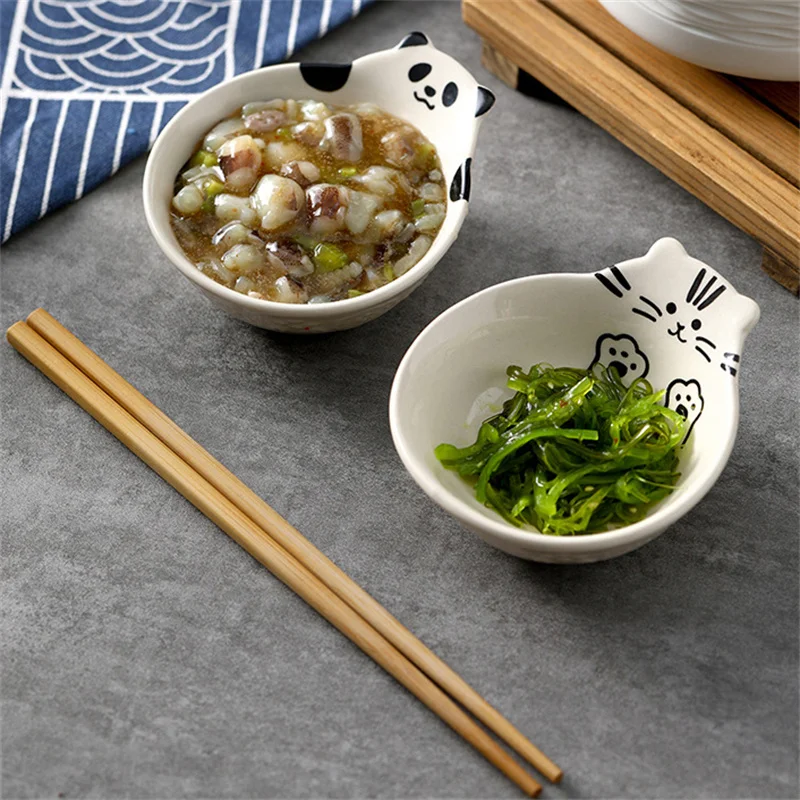 Panda Chopstick Holder Spoon Holder Children's Cartoon Animal Creative Ceramic Multifunctional Dish Home Seasoning Flavor Dish
