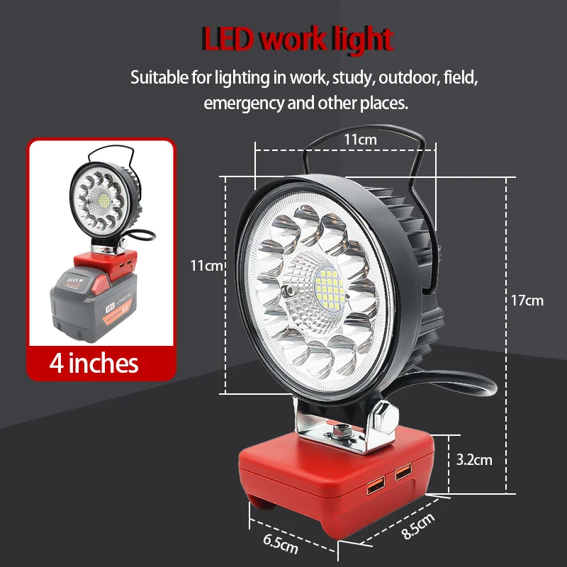 LED Work Lights Torch Camping Lamp For Makita For DeWalt For Bosch For Milwaukee Devon DaYi Lomvum Zhipu Jingmi Li-ion Battery images - 6