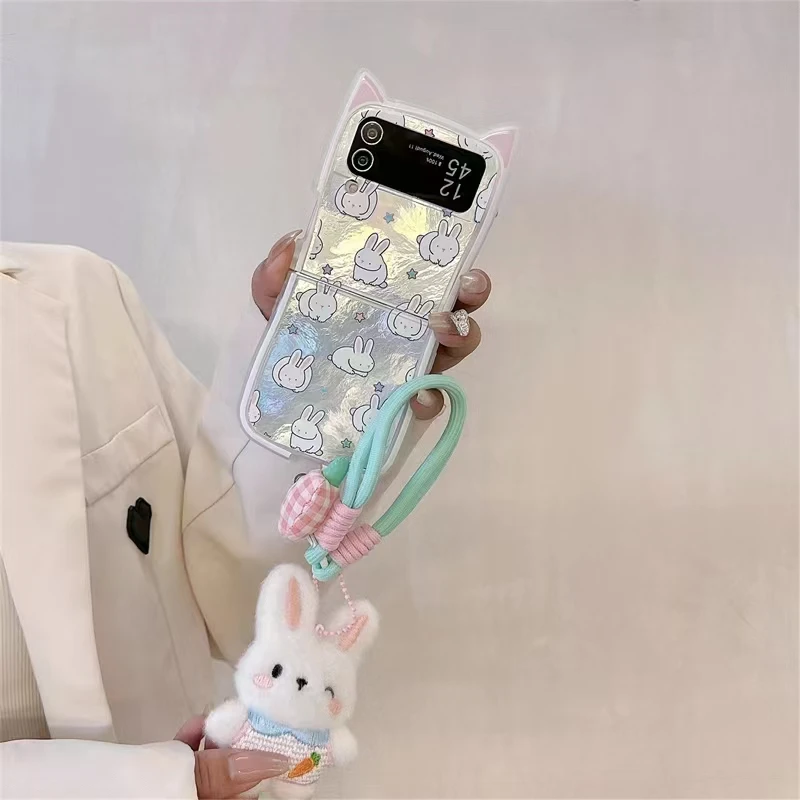 Coque de protection arrière en peluche avec cordon pour Samsung Galaxy Z Flip 3, 4, 5 et 6_voghion.com
