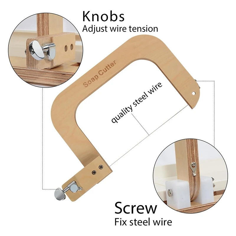 Wooden Soap Cutter With Stainless Steel Wire, Adjustable Cutting Tool For DIY Soap, Candles, And Cheese Crafts