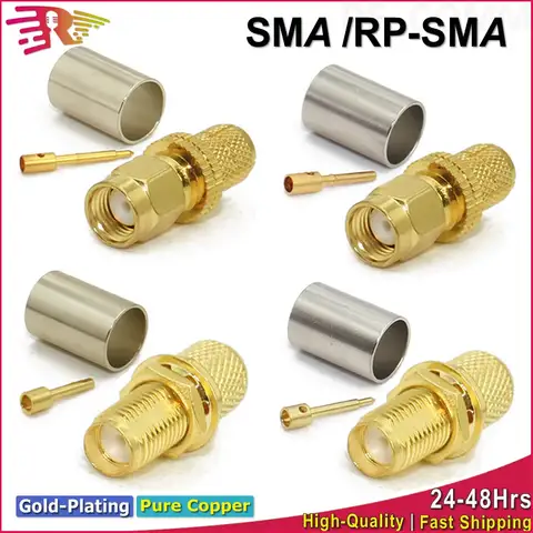 SMA RPSMA Male Plug Female Jack Crimp RF Coaxial Connector Bulkhead RP SMA 5D-FB 50-5 RG5 RG6 LMR300 Cable Wire Terminals 50ohm