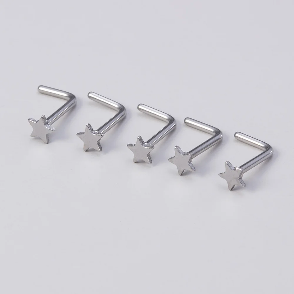 5 Stück Nasenringe für Frauen 20G Schraube Nasenstecker Herz Mond Stern Kugel Edelstahl Nasenloch Piercing Septum Knorpel Schmuck – Detail 12