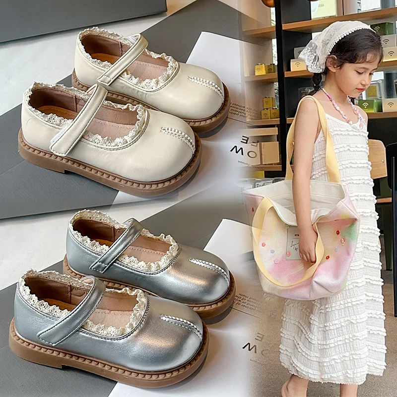 

Girls' Leather Shoes Spring New Soft Soled Children's Casual Shoes Fashion Lace Bow Baby Girl Princess Shoes
