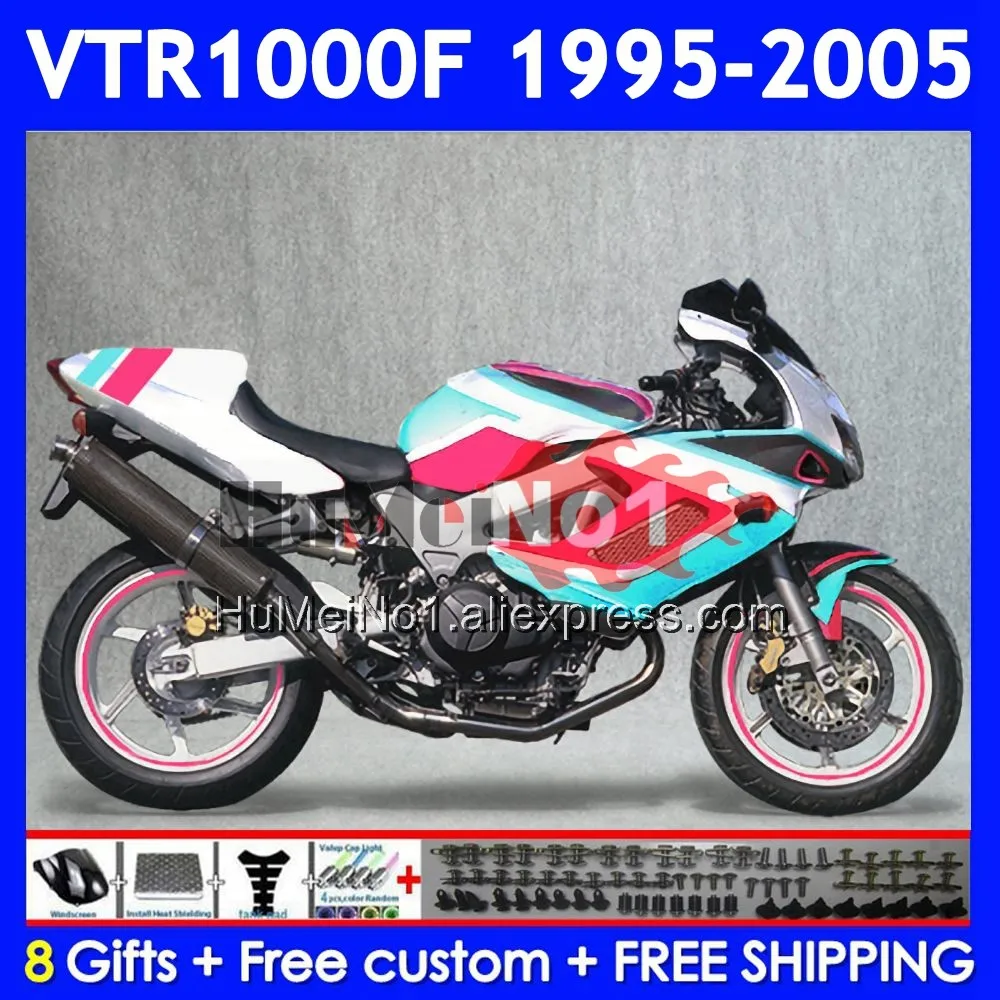 

SuperHawk For HONDA VTR1000F 95 96 97 98 99 00 Pink Cyan 66No.217 VTR1000 F VTR 1000 F 1000F 2001 2002 2003 2004 2005 Fairing
