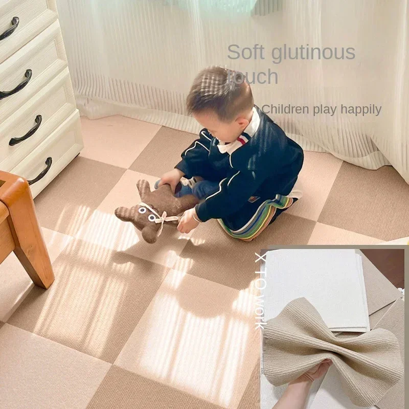 Self Adhesive Carpet Floor Tiles Sticker Square Rugs Peel and Stick Mat DIY Flooring for Kitchen Dining Room Bedroom Home Decor