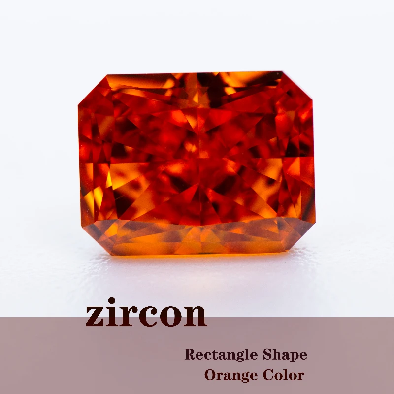 

Cubic Zirconia Dark Orange Radiant Shape 4k Crushed Ice Cut High Quality Top Grade Synthetic CZ Gemstone for DIY Jewelry Making