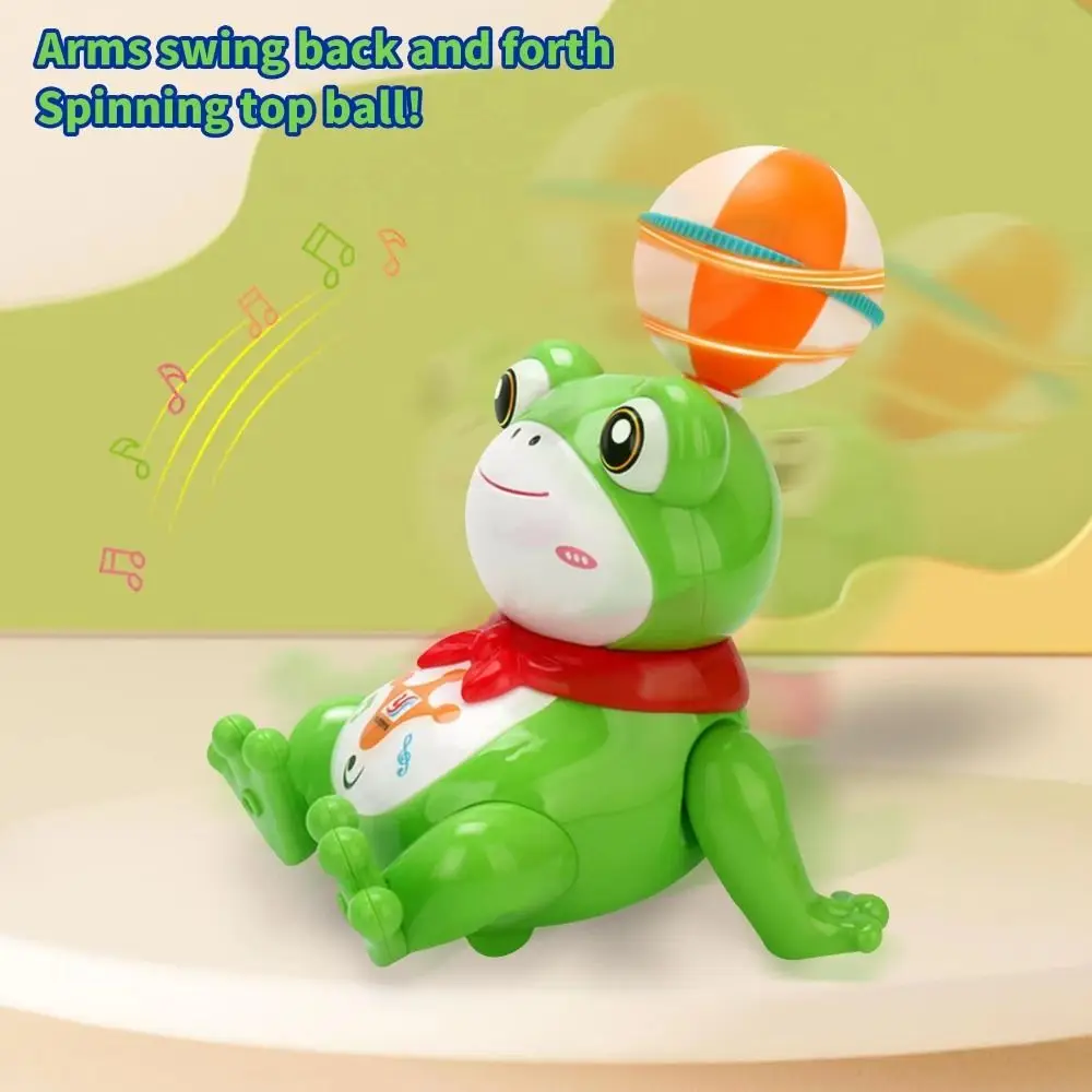 LED Electric Dancing Frog with Lights Music Spinning Ball Frog Toy Plastic Simulation Kids Electric Frog Toy Birthday Gift