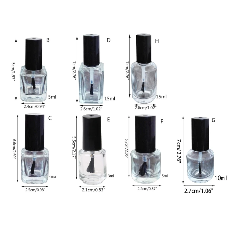Bouteille vernis à ongles en verre vide, récipient transparent, flacon vernis, pot d'échantillon maquillage, livraison