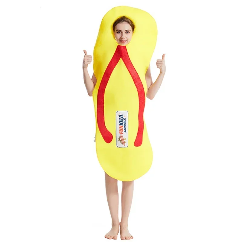 Unisex women Yellow flip flop fancy dress up men funny thong Jadel Halloween costume for adult