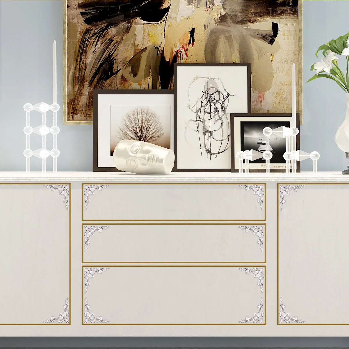 24 قطعة معجون زهرة الزاوية البيضاء حامي ركن الكتاب المعدني لصندوق كتاب ألبوم القصاصات أداة إصلاح الحرف اليدوية ذاتية الصنع #3