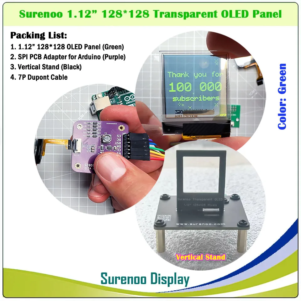شاشة OLED شفافة حقيقية، 1.12 بوصة 128*128 128X128 128128 SH1107 شاشة وحدة LCD للوحة الرسم التسلسلية SPI PMOLED لاردوينو
