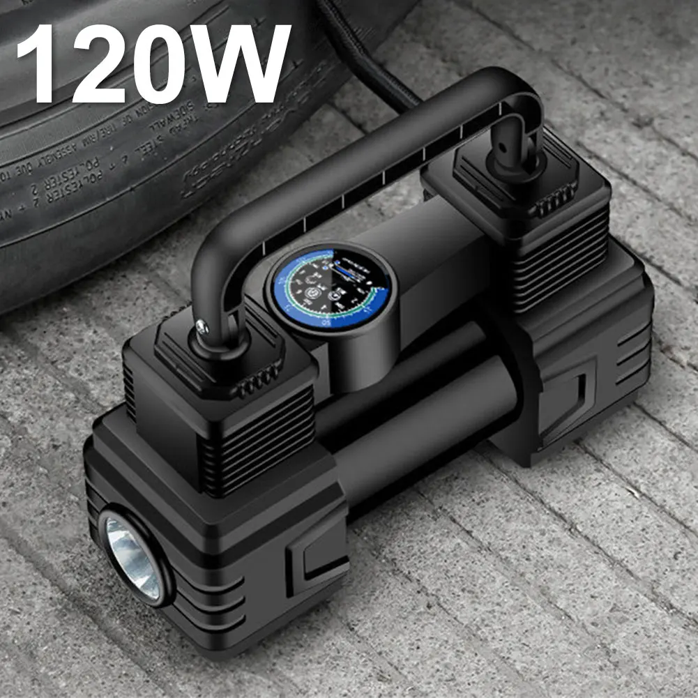 Car Tire Pump Auto Air Compressor with LED Light 12V Portable Auto Air Pump Up To 150 PSI Vacuum Tire Pump Car Accessories