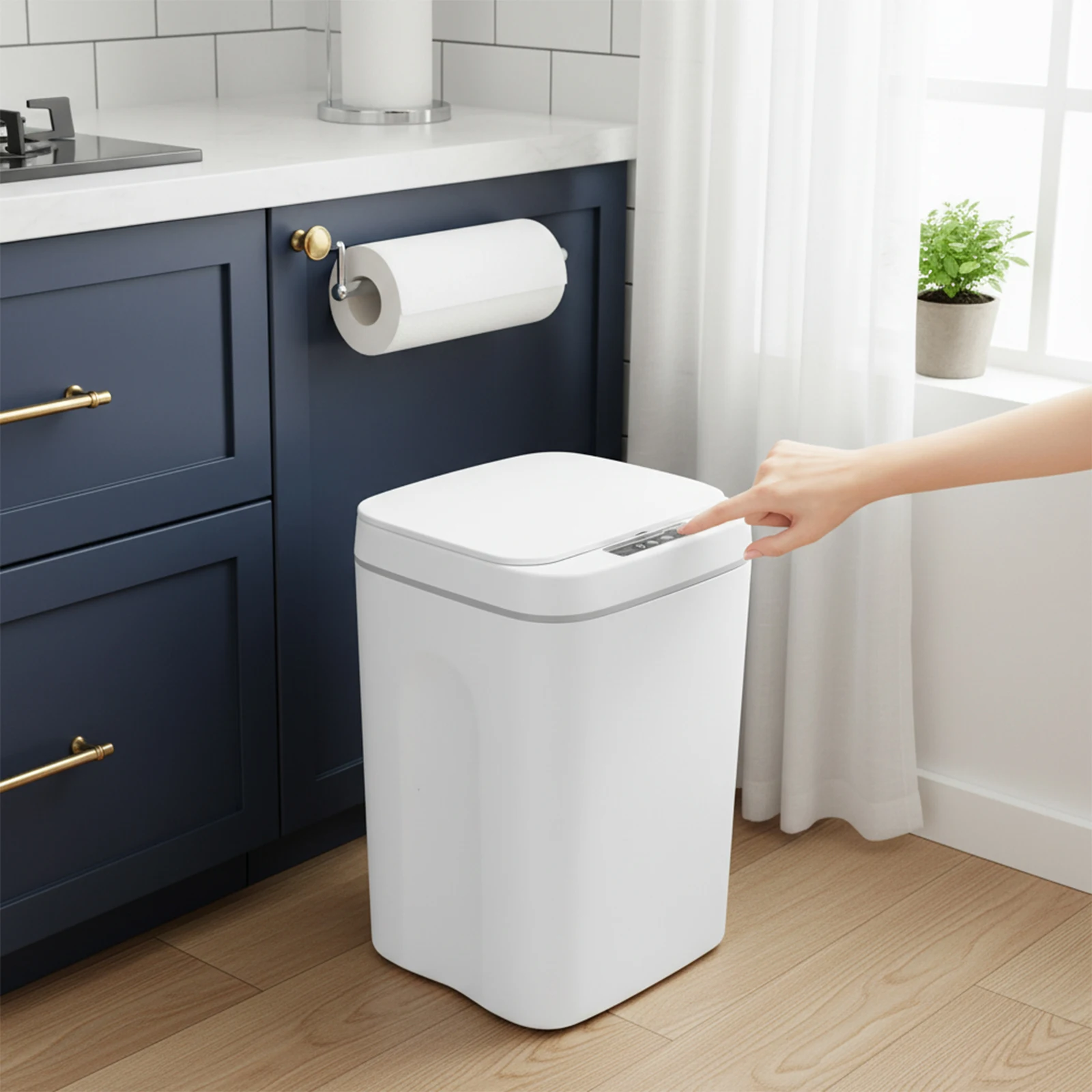 Cubo de Basura con Sensor, Cubo de Basura Automático con Sensor Inteligente, Contenedor de Residuos para Cocina, Papelera sin Contacto para Baño/Oficina, Cubo de Basura de Plástico ABS