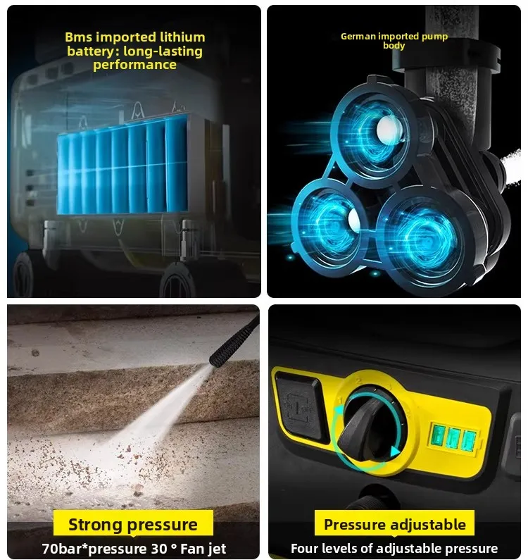 Home Rechargeable Portable Pressure Washer Lithium Battery Water Gun Watering Artifact