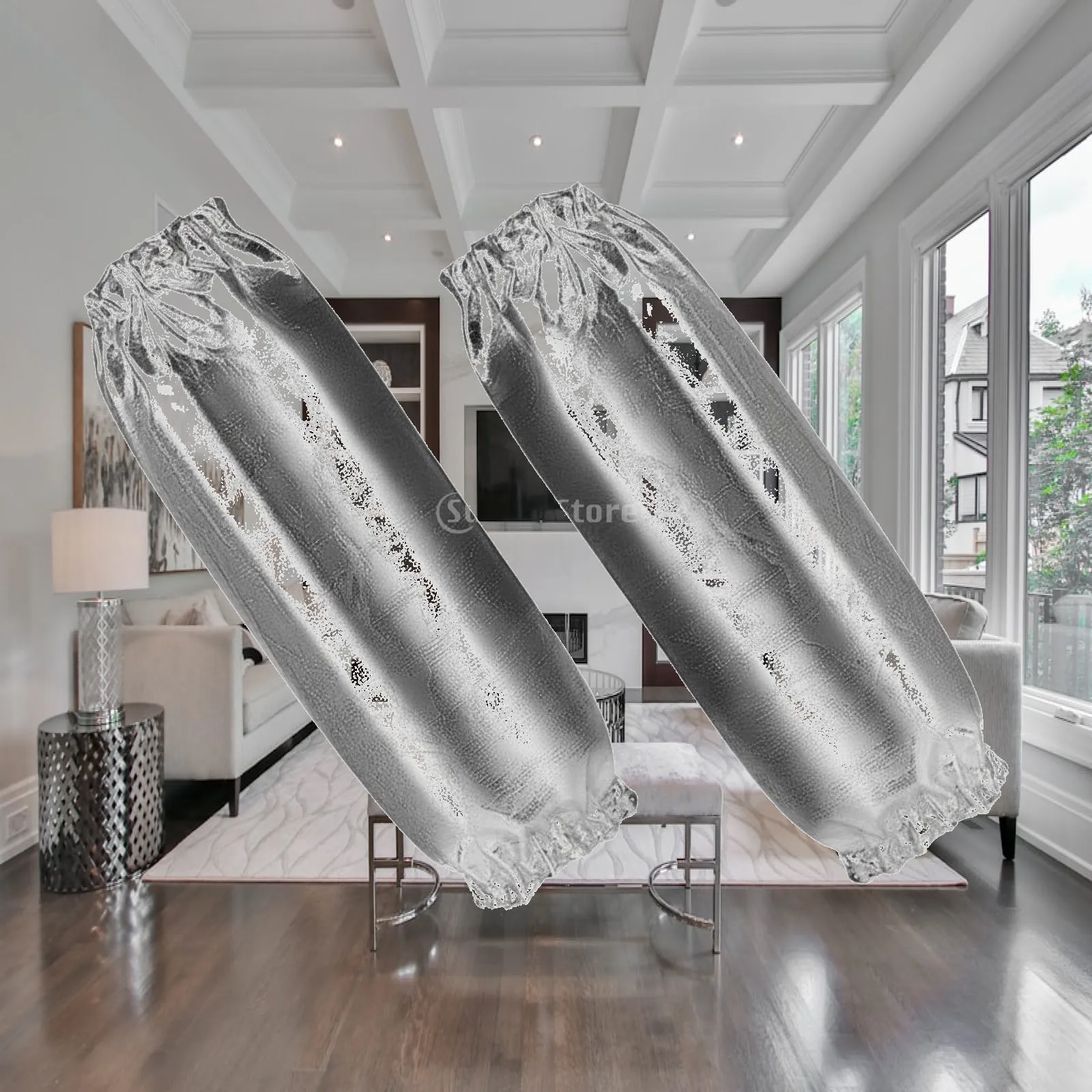 2 Pieces Aluminized Sleeves Spark-Shielded High Temperature Guarding Sleeves Retardant Aluminum Foil Arm Guards for Foundry