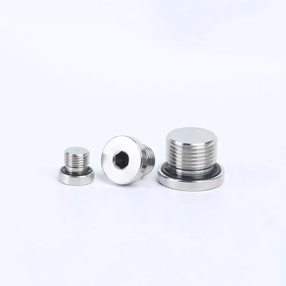 With ED Seal Ring 1/8" 1/4" 3/8" 1/2" 3/4" 1" 1-1/2" BSPP Male M8-M30 Metric SS304 Countersunk Plug Solid With Flange Hex Socket