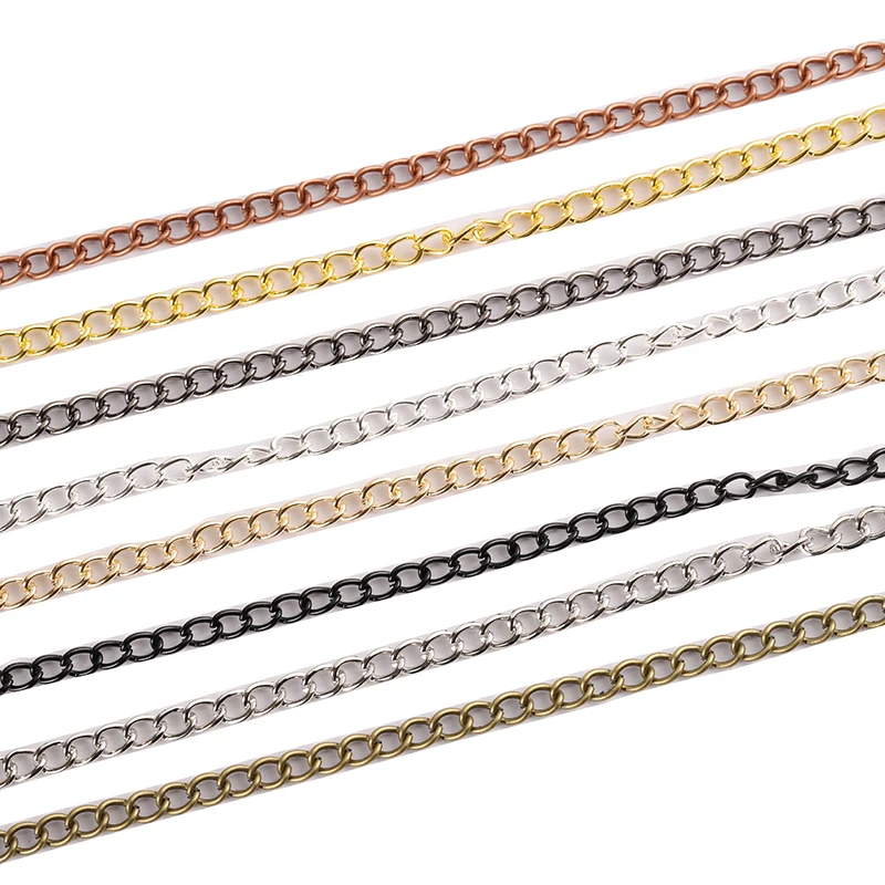 2meters/lot Necklace Chains 2.5 3.5 4.5mm Gold Antique Bronze Flat Chain Finding Supplies Wholesale DIY Chain for Jewelry Making