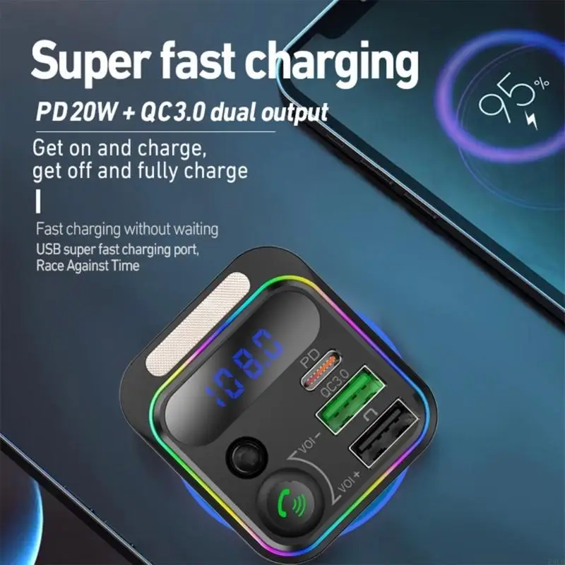 2025 جديد بوتوث متوافق 5.3 جهاز إرسال سيارات يقدم شاحن سريع FM بث