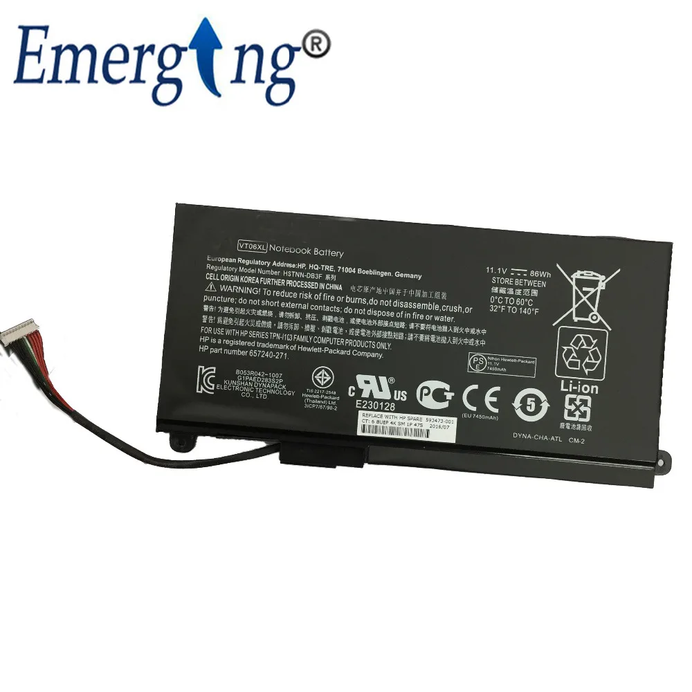 11.1V New Original  Laptop Battery for HP Envy  VT06XL TPN-I103 657240-271 -3000 17T-3000 Series VT06086XL