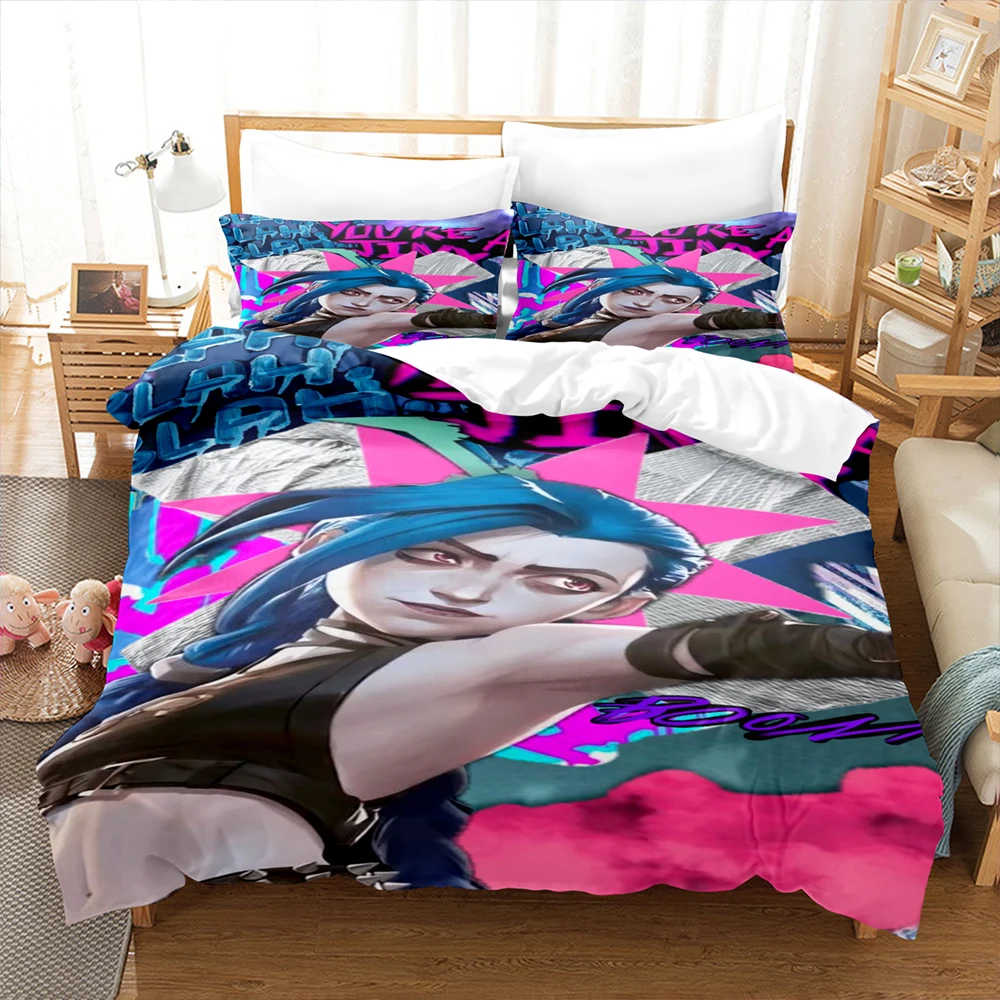 Anime Jinx Arcane: League of Legends Bedding Set Duvet Set Single Double Bed King Size Bed Set Adult boys Bedroom Duvet Cover