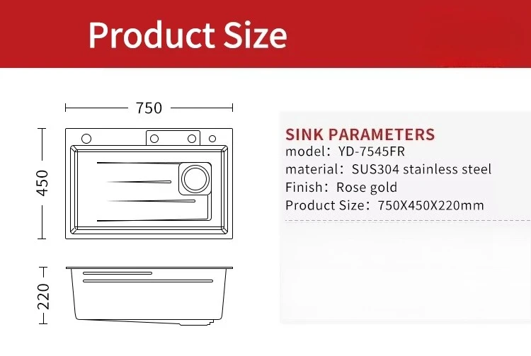 حار بيع الذهب الوردي حوض المطبخ الذكي 304 الفولاذ المقاوم للصدأ شلال صنبور المطبخ اليدوية #6