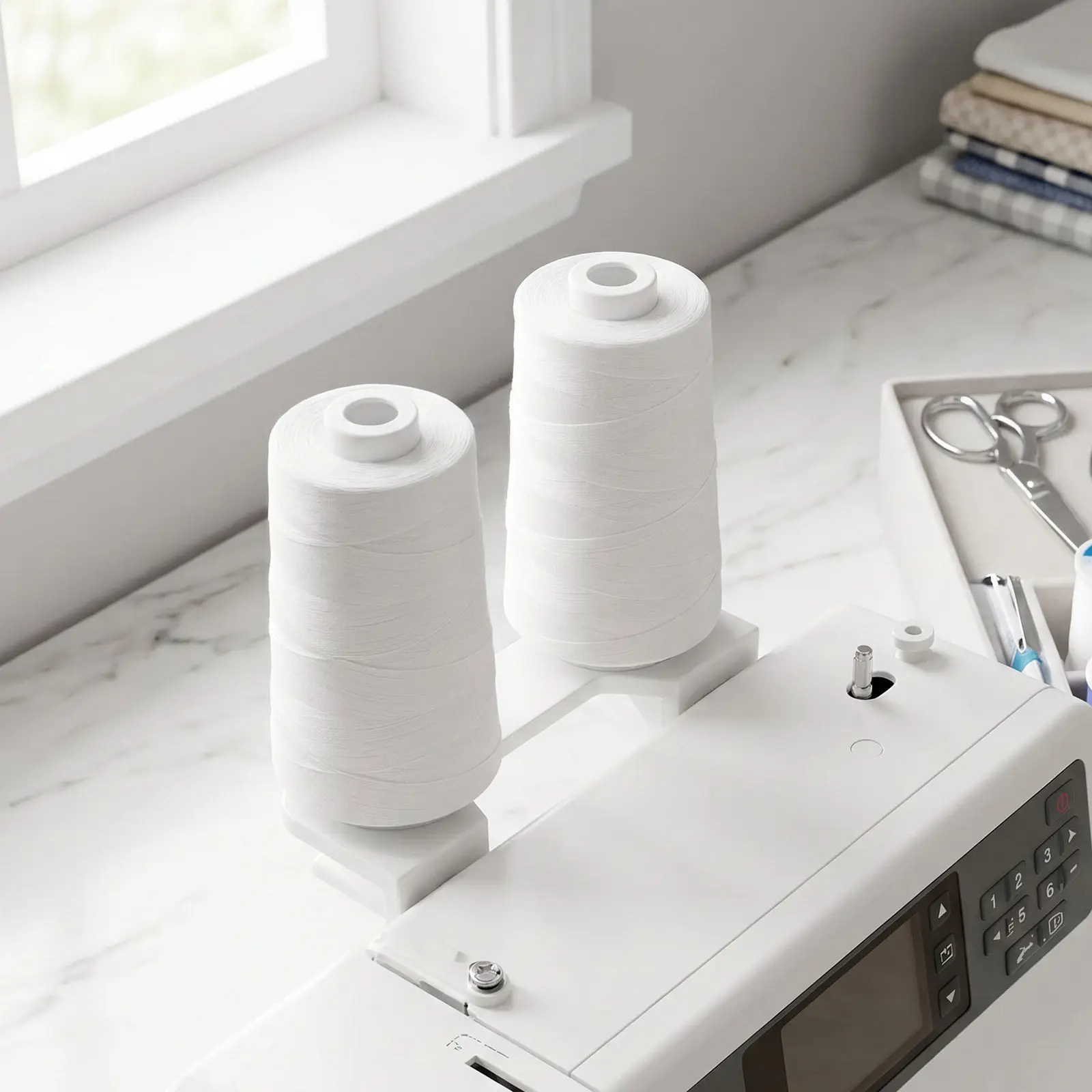 Double Spool Thread Holder for Sewing Machine Plastic Stand Dual Spindle Design Stable Tangle-Free Feed Quilting Embroidery