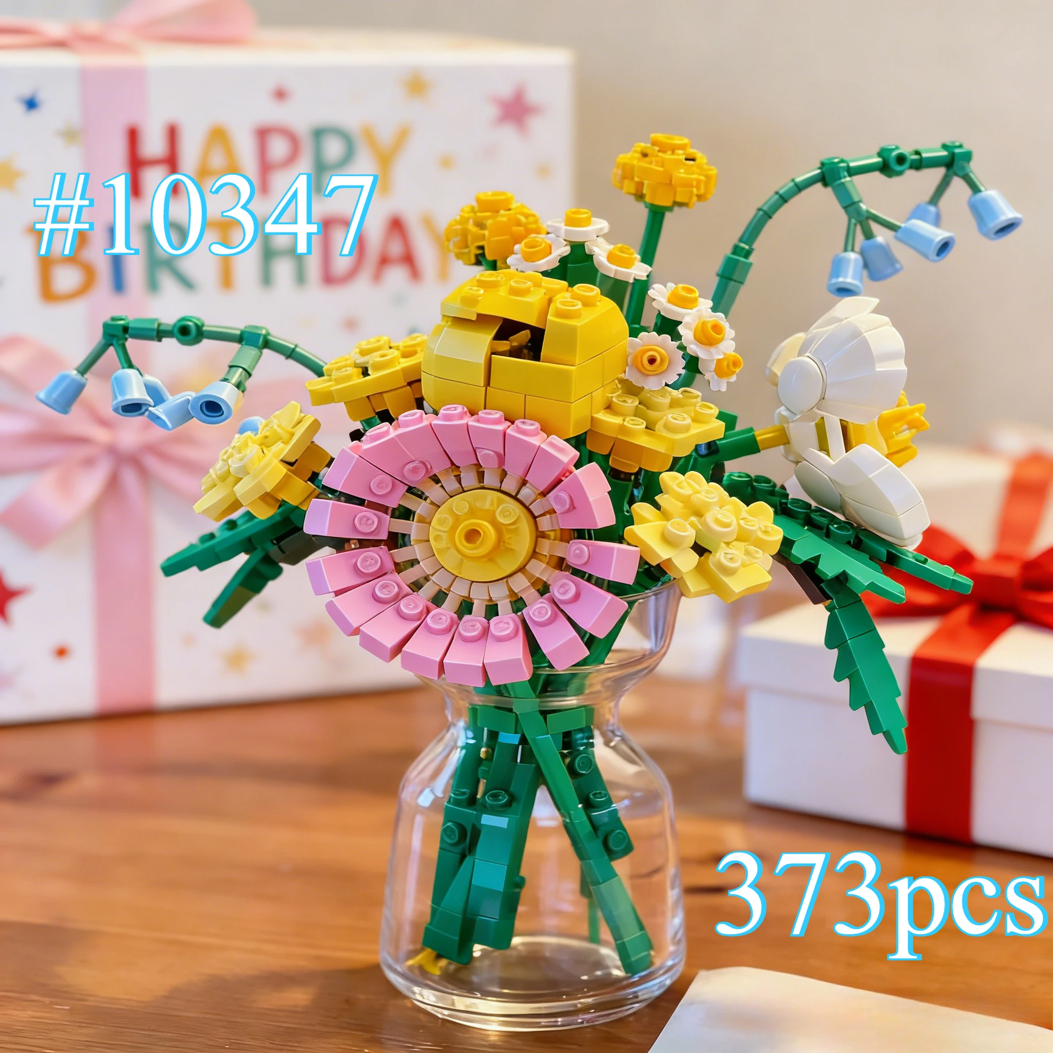 ชุดตัวต่อบล็อก 10347 ช่อดอกไม้สีสันสดใส แสงแดดแสนโรแมนติก เหมาะสำหรับเป็นของขวัญวันเกิด ใช้ร่วมกับตัวต่อเลโก้ได้ 373 ชิ้น