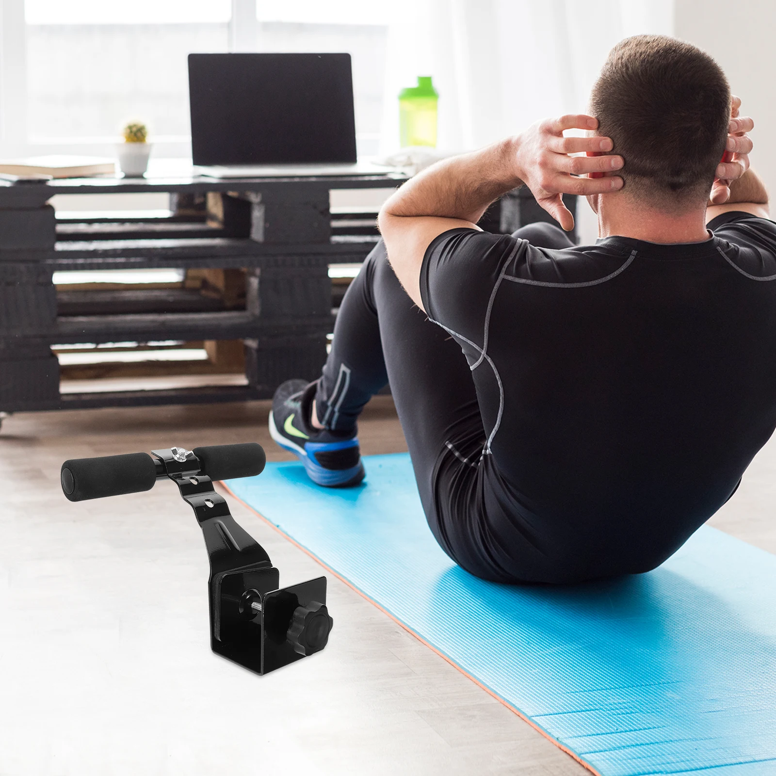 

Sit Up Bar Foot Holder Abdominal Curl Assist Crunches Aid Home Fitness Equipment Portable Exercise Accessory Durable Black Iron