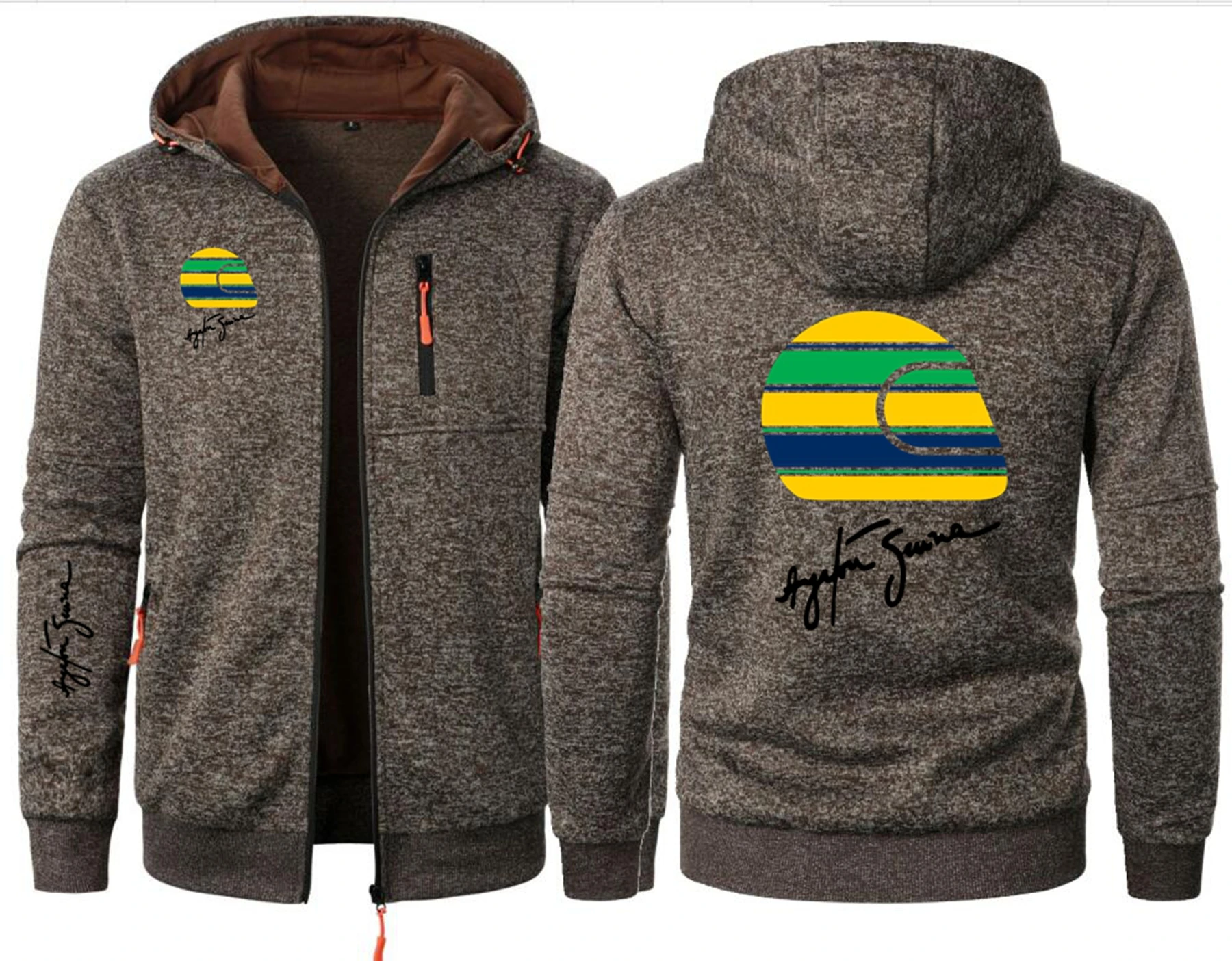 Casual Ayrton Senna Men'S Hooded Sweatshirt Brazilian Formula 1 Zip Hooded Sweatshirt Men Clothing F1 Sportswear Slim Fit Jacket view 2