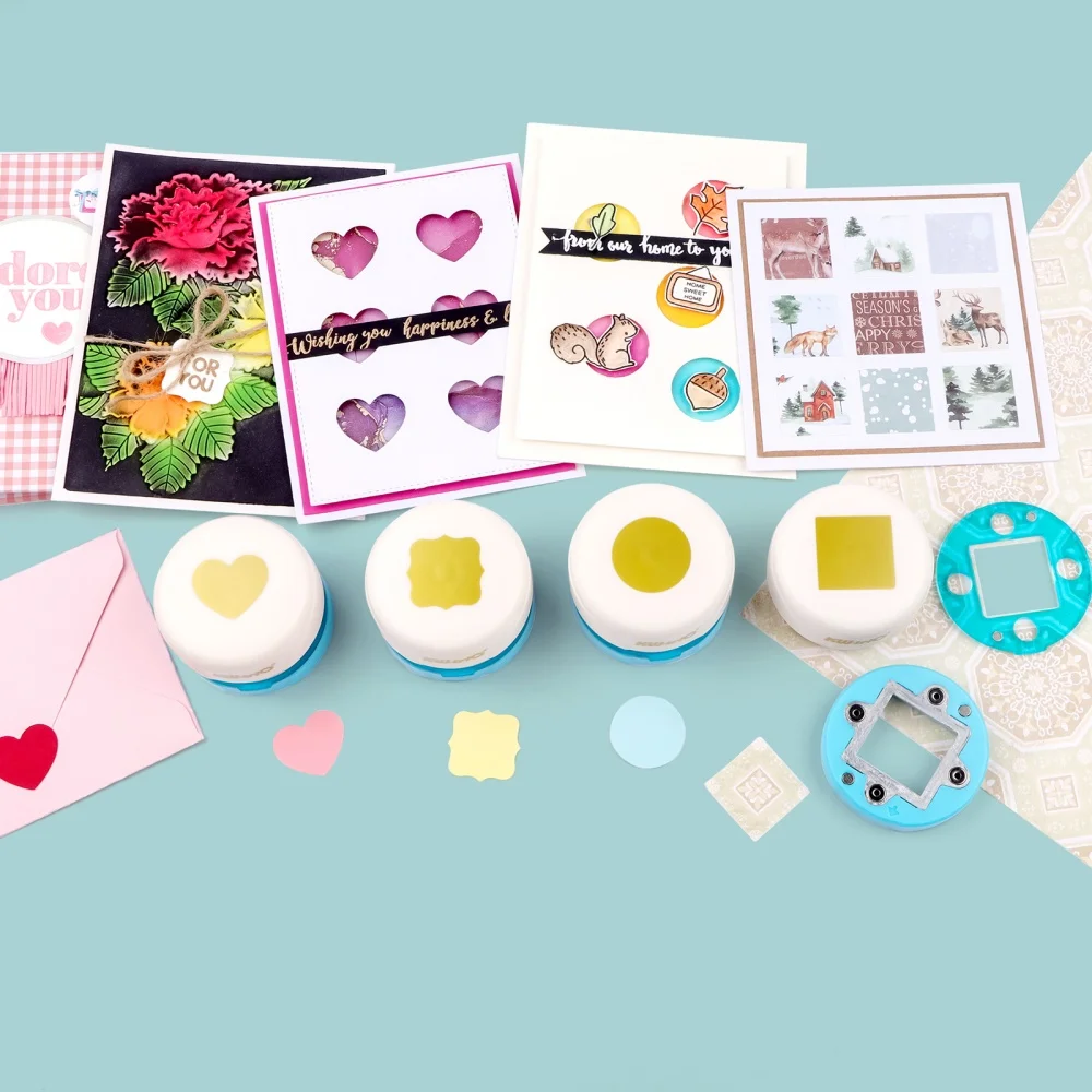 

Circle/sqaure/heart/bracket 1 Inch Hole Punch Magnetic Craft Hole Punch for Cards Framing Photo Scrapbooking Journals Cards