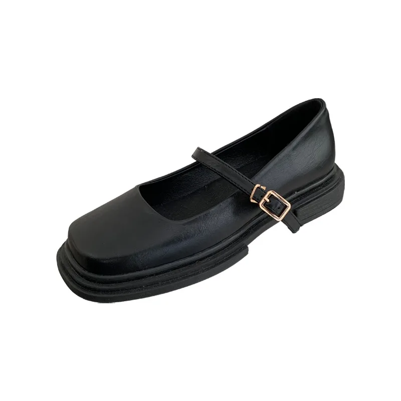 Mary Jane scarpe donna punta quadrata stile britannico piccole scarpe in pelle donna tacchi spessi eleganti calzature poco profonde scarpe da donna