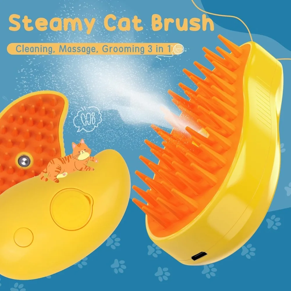 

Cat Steam Brush, Pet Steamer Brush, Steamy Cat Brush, Cat Water Brush for Massage Self Cleaning, Steaming Cat Brush for Removin