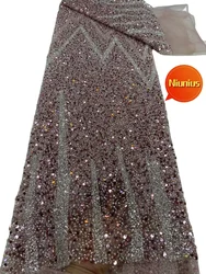 Tela de tul suave con muchas piedras para vestido de noche de boda, encaje elegante y delicado de la mejor calidad, 5 yardas, 2024, NN6998_Z