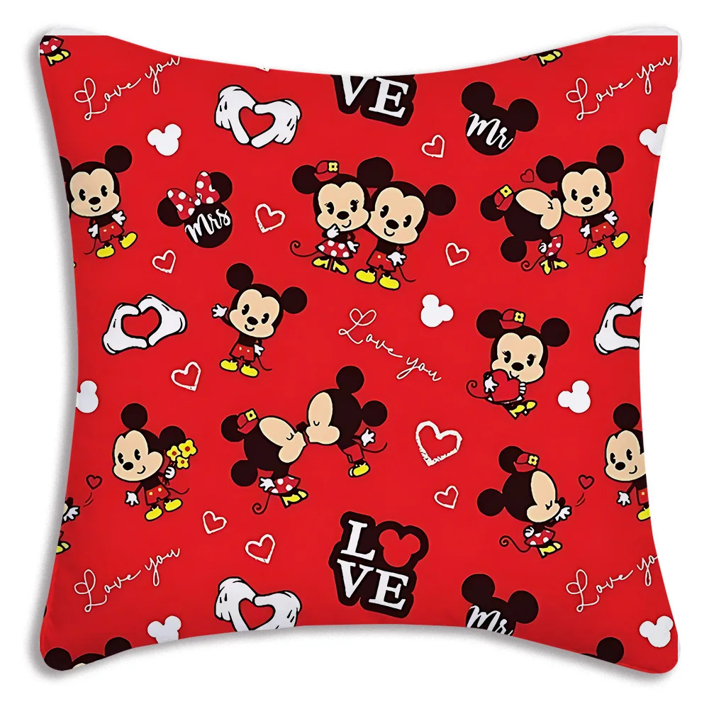 Cartoon couple Mickeys Minnies Pillow Covers Cartoon Sofa Decorative Home Double-sided Printing Short Plush Cute Cushion Cover view 5