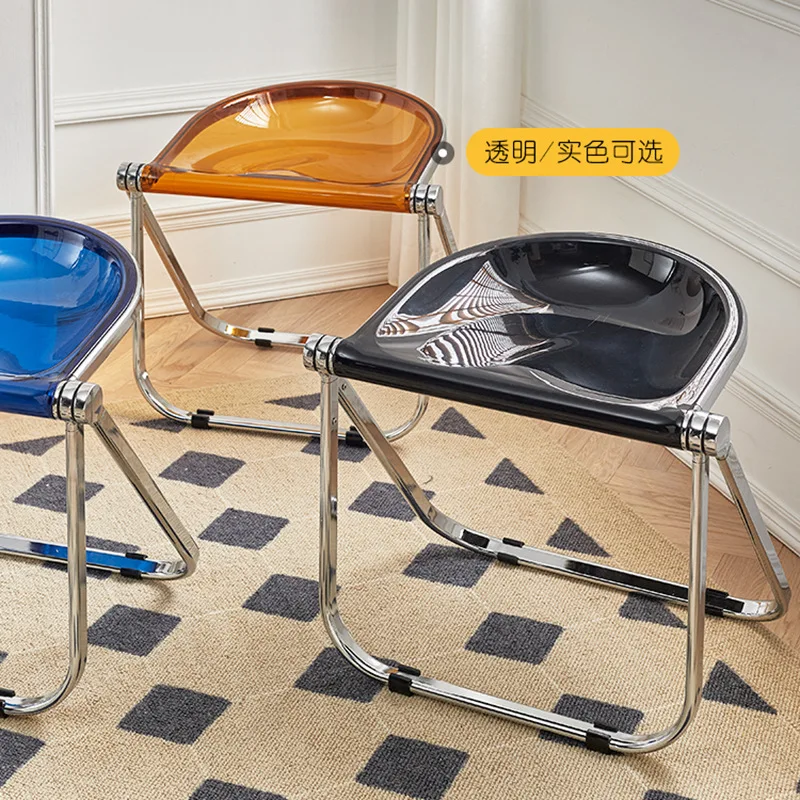 Nordic stool foldable chair household transparent medieval office chair acrylic creative dining