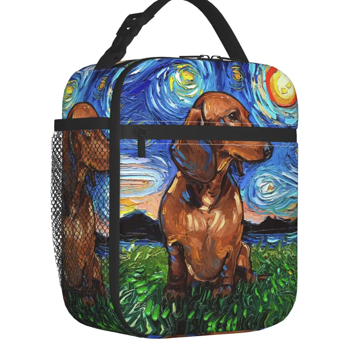 

Starry Night Dachshund Insulated Lunch Bag Leakproof Badger Sausage Wiener Dog Cooler Thermal Bento Box Office Work School