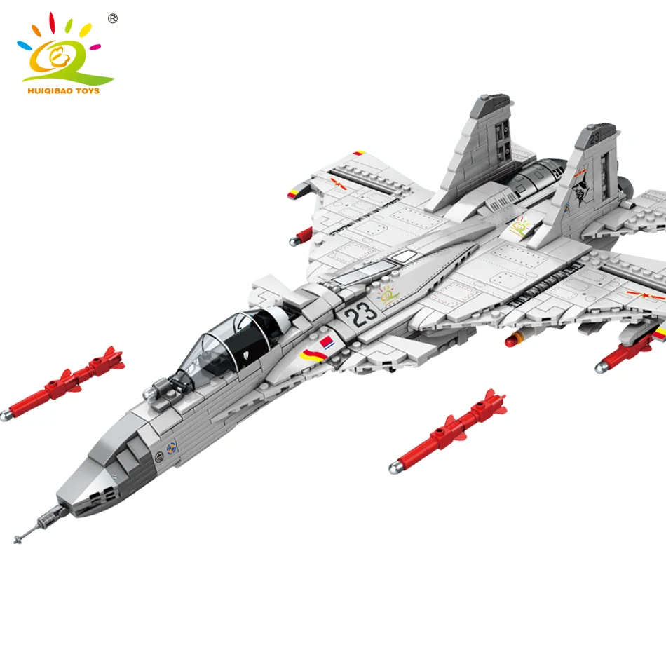 

HUIQIBAO 1186PCS J-15 Shipborne Fighter Building Blocks Airplane Military City Plane Helicopters Brick Construction Children Toy