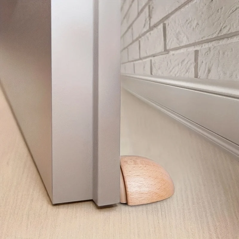 1pc Round Wooden Creative Design Silent Door Stop Safety And Home Decoration