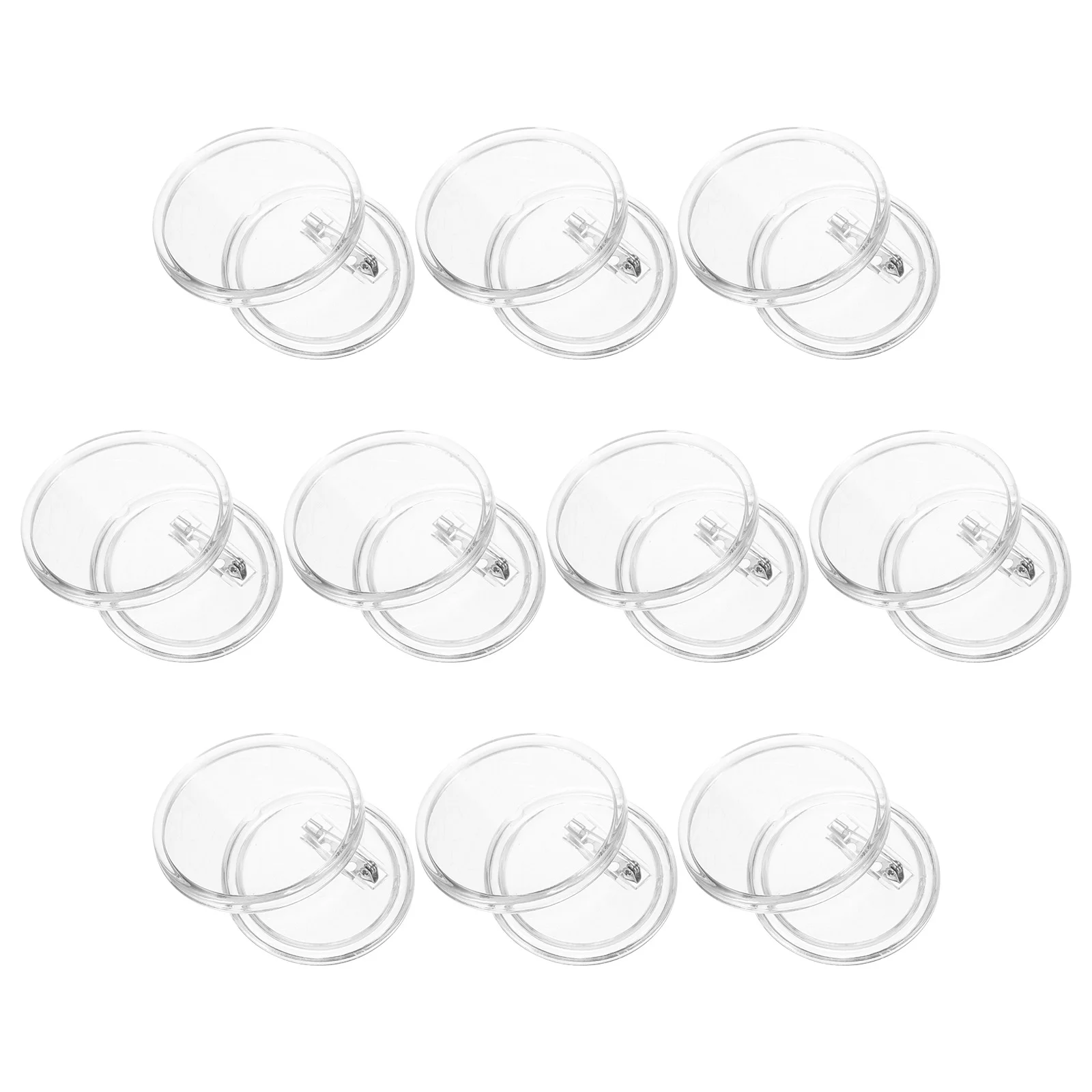 10 Pcs Acrylic Badge Tinplate Buttons Clear Photo Pins Buzzer Parts Making Accessories Blank