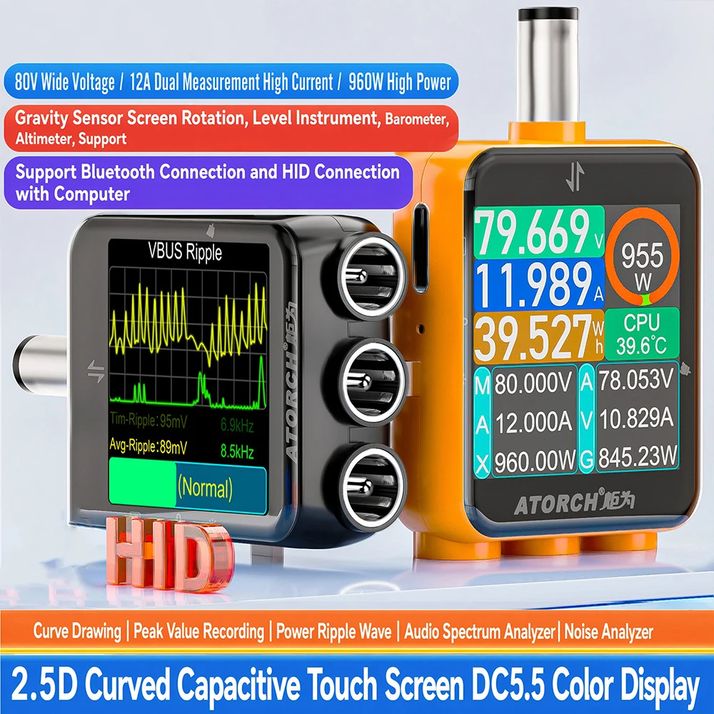 B50 DC5.5 High Precision Tester Digital Display Voltmeter Ammeter Watt Meter DC Current Voltage Power Tester 5517/5521/5525 Port