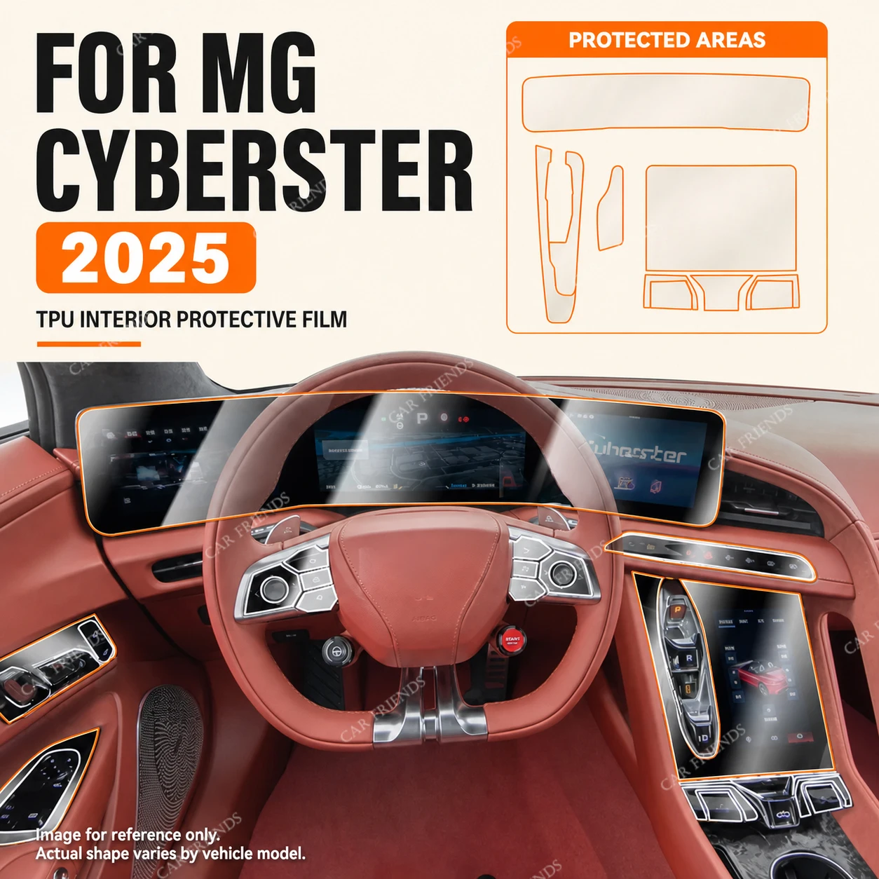 For MG Cyberster 2024 2025 Transparent TPU Interior Protective Film Dashboard Anti-Scratch Accessories