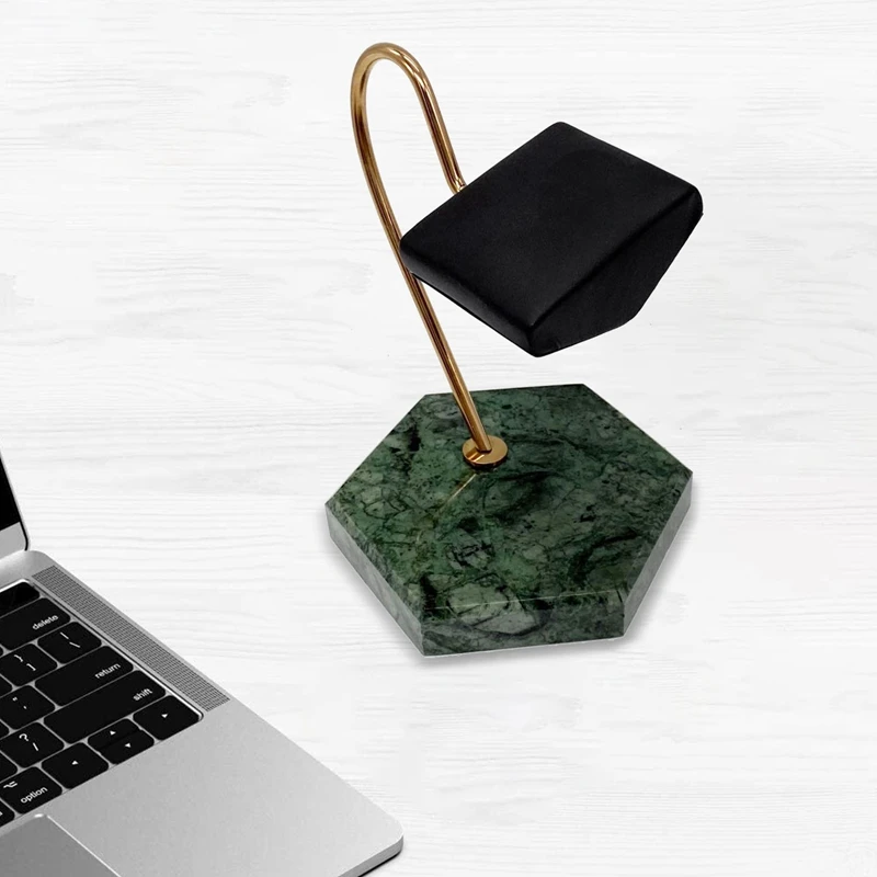 Watch Display Stand Green Natural Marble Base Gold Metal Support Rod PU Bracket Watch Storage Display Stand