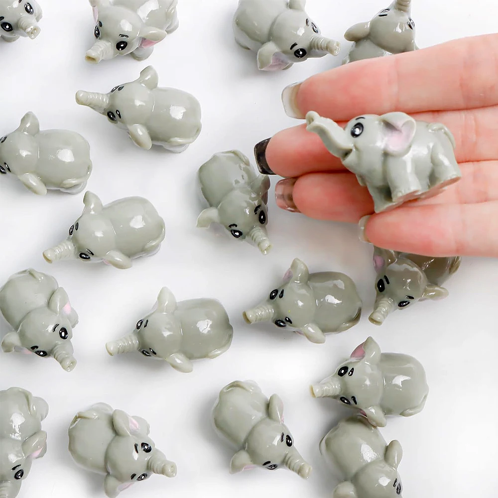 5Pcs Mini Elephant Animal Miniature, Resin Figures Fairy Garden Accessories, Micro Landscape Dollhouse DIY Craft Decoration