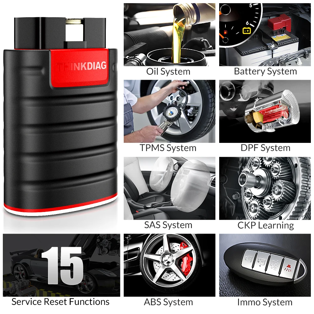 THINKCAR Thinkdiag Obd2 الماسح الضوئي بلوتوث جميع النظام 16 إعادة تعيين خدمة أداة تشخيص السيارة اختبار نشط ECU الترميز 1 سنة مجانية