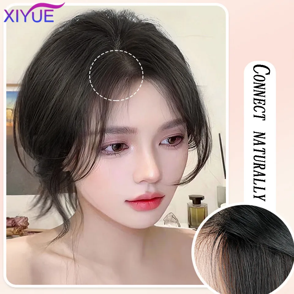 XIYUE-Cabello Fetal con flequillo en forma de ocho en la parte superior de la cabeza, peluca de flequillo natural y delgado en la frente