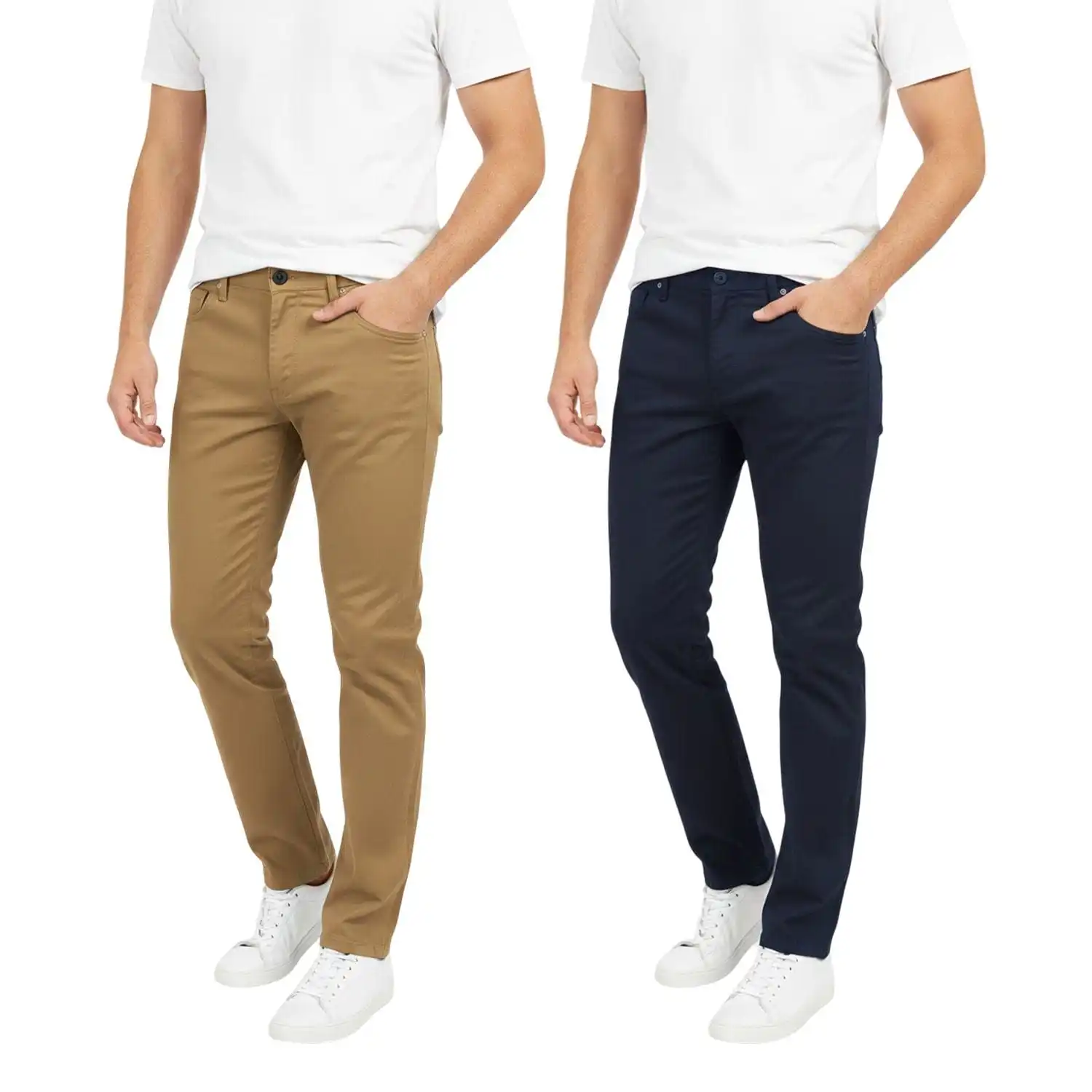 

Mens 2 Pack Chinos Slim Fit Stretch Pants