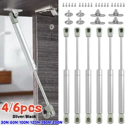 4/6 Pack Furniture Hinges 30N-200N Gas Struts Cabinet Hinge Gas Spring Stay Kitchen Cupboard Door Lids Lift Pneumatic Support